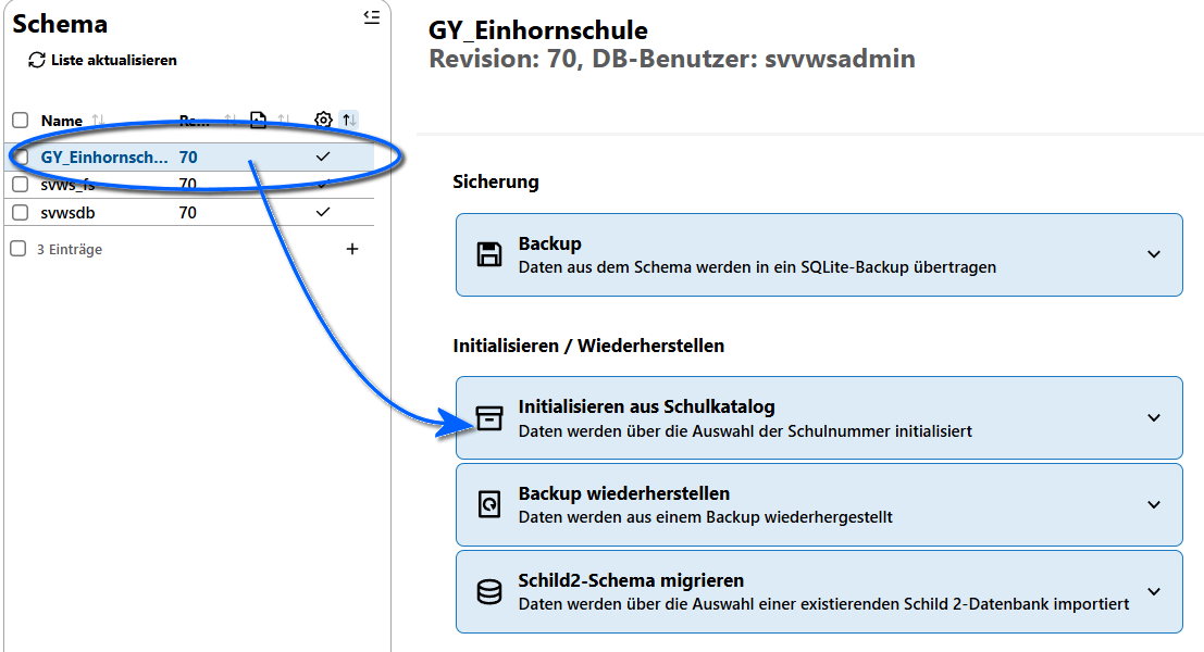 Schema initialisieren