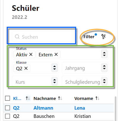 Filterung von Schülern und Schülerinnen