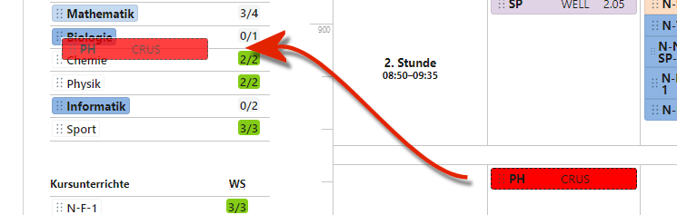 Entfernen eines Unterrichts