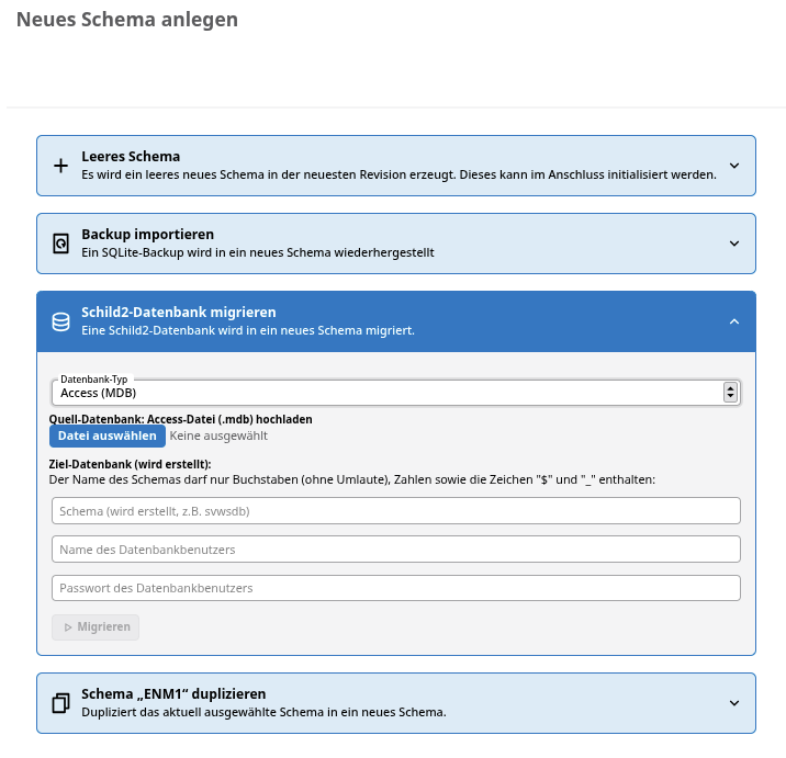 neues Schema anlegen