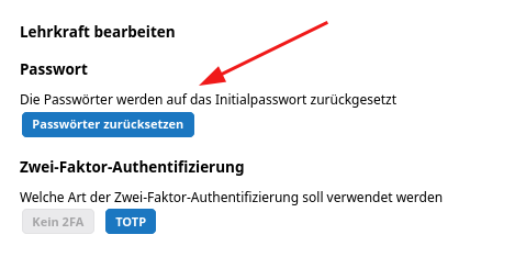 Zurücksetzen der Initialpasswörter