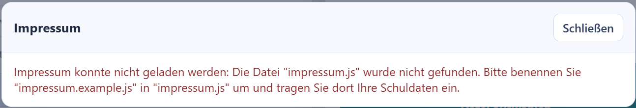 Das Impressum wurde noch nicht gesetzt
