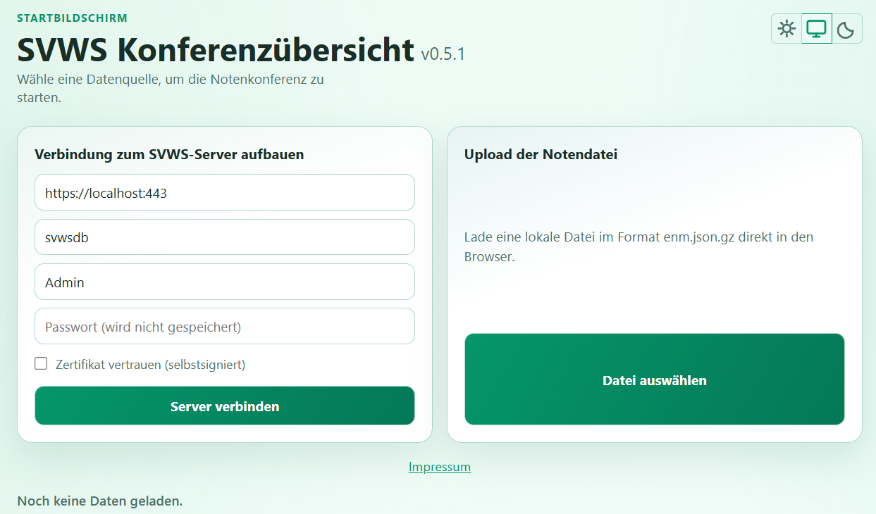 Loginfenster der Konferenzübersicht