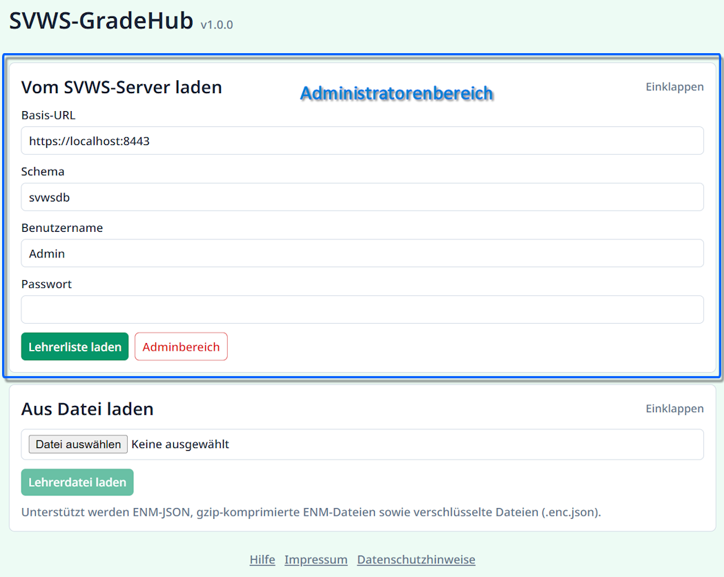 Der Administratorenbereich