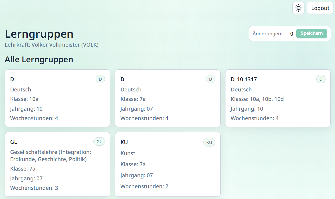 Die Hauptseite von SVWS-GradeHub. Hauptseite von SVWS-GradeHub