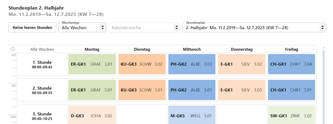 Beispielstundenplan