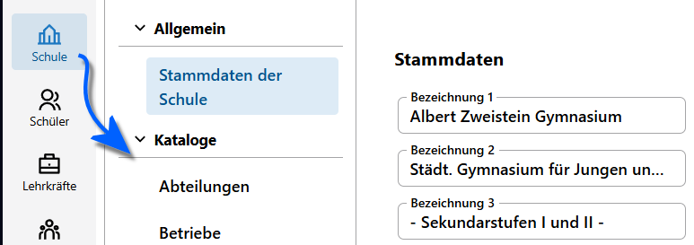 Über die App Schule werden die Kataloge erreicht