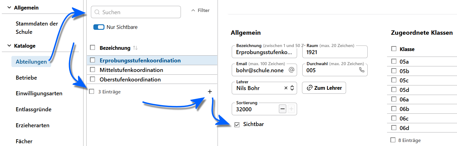 Struktur: Es gibt immer die Kopfzeile mit dem Suchfeld, der Zusammenfassund und die Details