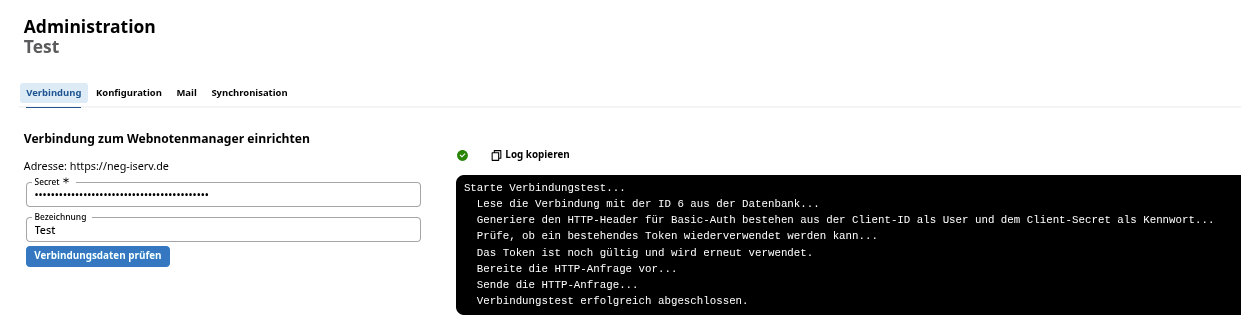 Verbindung prüfen